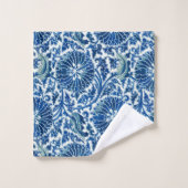 Blauw Chinees Floral Patroon Bad Handdoek (Wasdoekje)