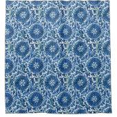 Blauw Chinees Floral Patroon Douchegordijn (Voorkant)