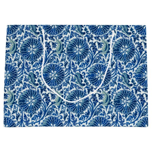 Blauw Chinees Floral Patroon Groot Cadeauzakje (Voorkant)