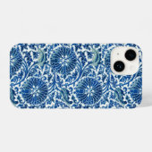 Blauw Chinees Floral Patroon iPhone Hoesje (Achterkant horizontaal)