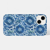 Blauw Chinees Floral Patroon iPhone Hoesje (Achterkant horizontaal)