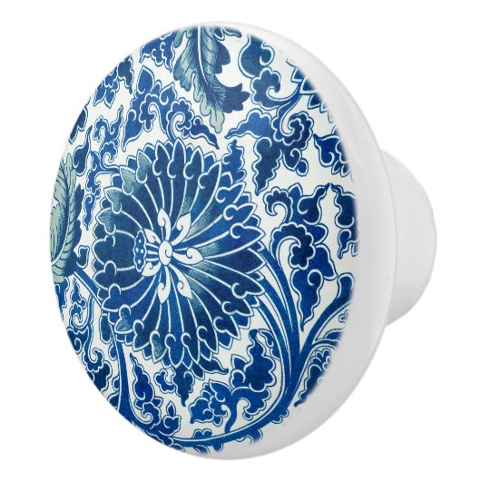 Blauw Chinees Floral Patroon Keramische Knop (Rechts)