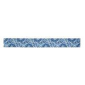 Blauw Chinees Floral Patroon Satijnen Lint (Voorkant)