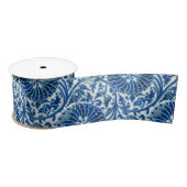 Blauw Chinees Floral Patroon Satijnen Lint (Spoel)