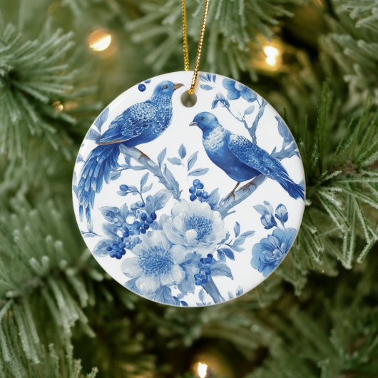 Blauw Chinees Kerstornament Keramisch Ornament (Boom)