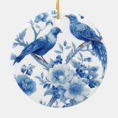 Blauw Chinees Kerstornament Keramisch Ornament (Achterkant)