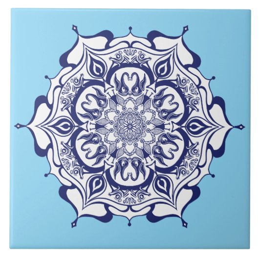 Blauw Chinees ontwerp. Wat zie je Tegeltje (Voorkant)