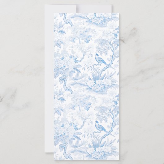 Blauw Chinees porselein bloemenbruiloft menukaarte (Achterkant)