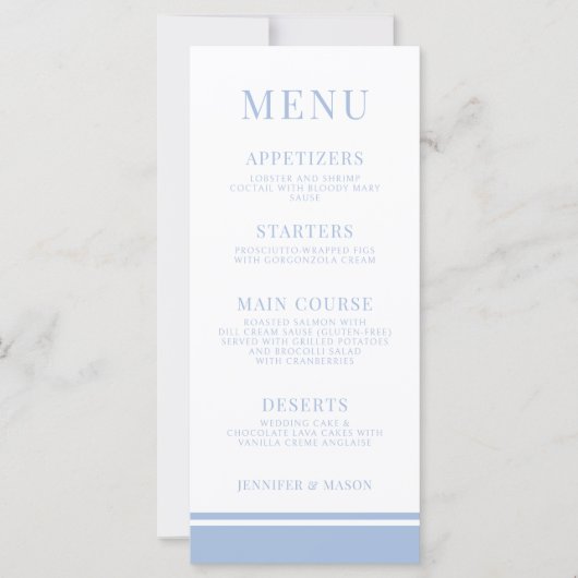 Blauw Chinees porselein bloemenbruiloft menukaarte (Voorkant)