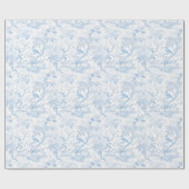 Blauw Chinees porselein bloemig inpakpapier (Vlak)