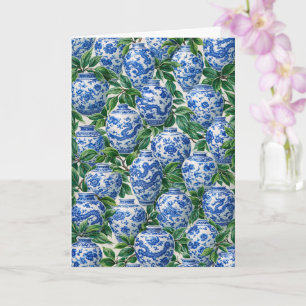 Blauw Chinees porseleinen gemberpot Kaart