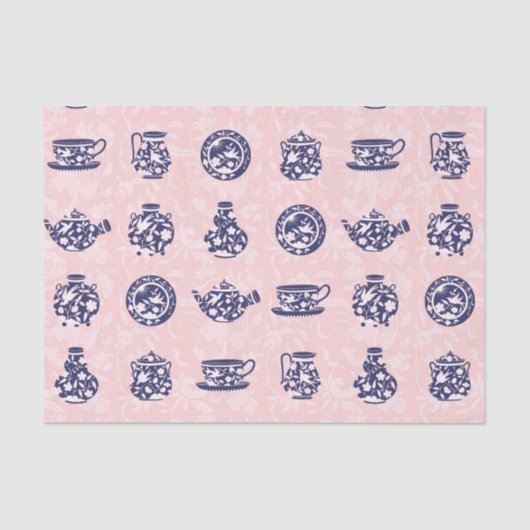 Blauw Chinees schotel Tissuepapier (Voorkant)