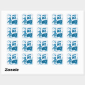 Blauw Chinees veel geluk kanji sparkly sticker (Vel)