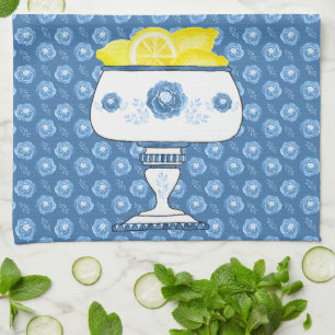 Blauw Chinois Vaas met Citroenen Theedoek