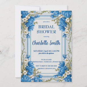 Blauw Chinoiserie antieke bloem bruiloftsdouche Save The Date