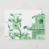 Blauw Chinoiserie Aziatisch Bloemmotief Aquarel RSVP Kaartje (Achterkant)