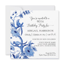 Blauw Chinoiserie Aziatisch Porselein Bloemengesta