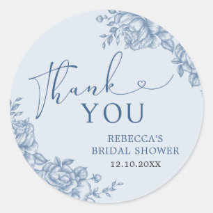Blauw Chinoiserie Baby Shower Bedankt Sticker
