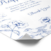 Blauw Chinoiserie Baby shower Luier Raffle Teken Poster (Hoek)