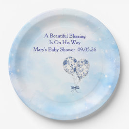 Blauw Chinoiserie Baby Shower Tafelservies Set Papieren Bordje