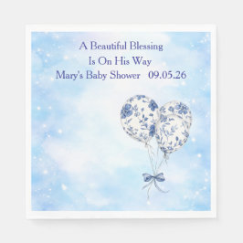 Blauw Chinoiserie Baby Shower Tafelservies Set Servet