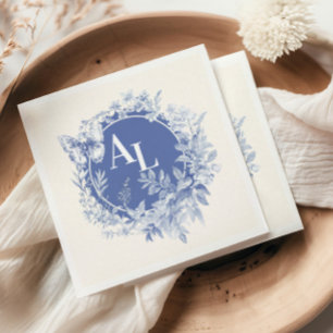 Blauw Chinoiserie Bloem Botanische Bruiloft Servet