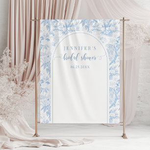 Blauw Chinoiserie Bloem Bruidsdouche Achtergrond Wandkleed