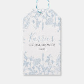 Blauw Chinoiserie Bloem Bruidsfeest favor tags, Cadeaulabel (Voorkant)