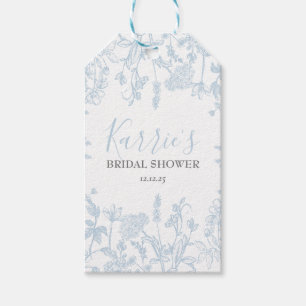 Blauw Chinoiserie bloem bruidsfeest gunsttags, Cadeaulabel