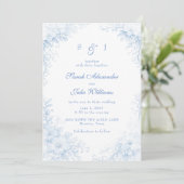 Blauw Chinoiserie Bloem Bruiloft Kaart (Staand voorkant)