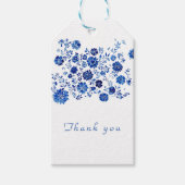 Blauw Chinoiserie Bloem Dank U Cadeaulabel (Voorkant)