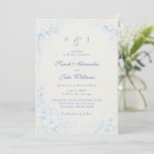 Blauw Chinoiserie Bloem Wit Trouwfeest Kaart (Staand voorkant)