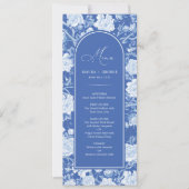Blauw Chinoiserie Bloemenporselein Menu Kaart (Voorkant)