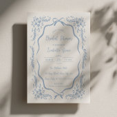 Blauw Chinoiserie Bloemige Bruiloft Uitnodiging