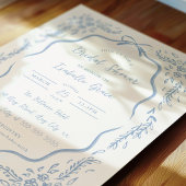 Blauw Chinoiserie Bloemige Bruiloft Uitnodiging