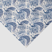 Blauw Chinoiserie Bloemstuk Pauw Decoupage Tissuepapier (Detail)