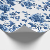 Blauw Chinoiserie Bloemverpakkings Papier (Hoek)