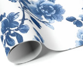 Blauw Chinoiserie Bloemverpakkings Papier (Rol Hoek)