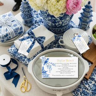 Blauw Chinoiserie Bruidsdisplay Douche Informatiekaartje