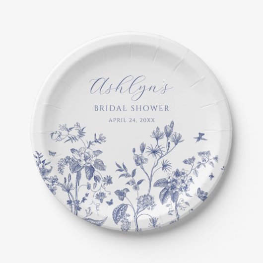 Blauw Chinoiserie Bruidsdouche Bord (Voorkant)