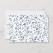Blauw Chinoiserie Bruiloft RSVP Kaartje (Achterkant)