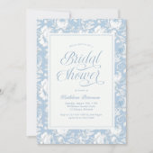 Blauw Chinoiserie Bruiloft Uitnodiging (Voorkant)