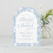 Blauw Chinoiserie Bruiloft Uitnodiging (Staand voorkant)