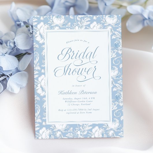 Blauw Chinoiserie Bruiloft Uitnodiging