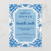 Blauw Chinoiserie Chinees bloem bruidsdouche Briefkaart (Voorkant)