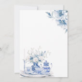 Blauw Chinoiserie Chinees Huwelijksuitnodiging Kaart (Achterkant)