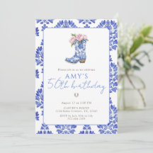 Blauw Chinoiserie Cowgirl western 50ste verjaardag