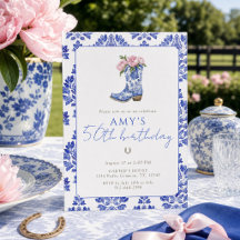 Blauw Chinoiserie Cowgirl western 50ste verjaardag