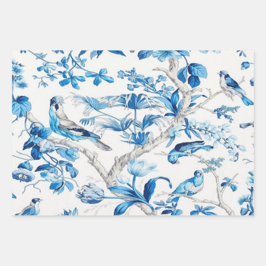 Blauw Chinoiserie Decoupage Verpakking Papier Blad Inpakpapier Vel (Voorkant)