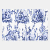 Blauw Chinoiserie Decoupage Verpakking Papier Blad Inpakpapier Vel (Voorkant 2)